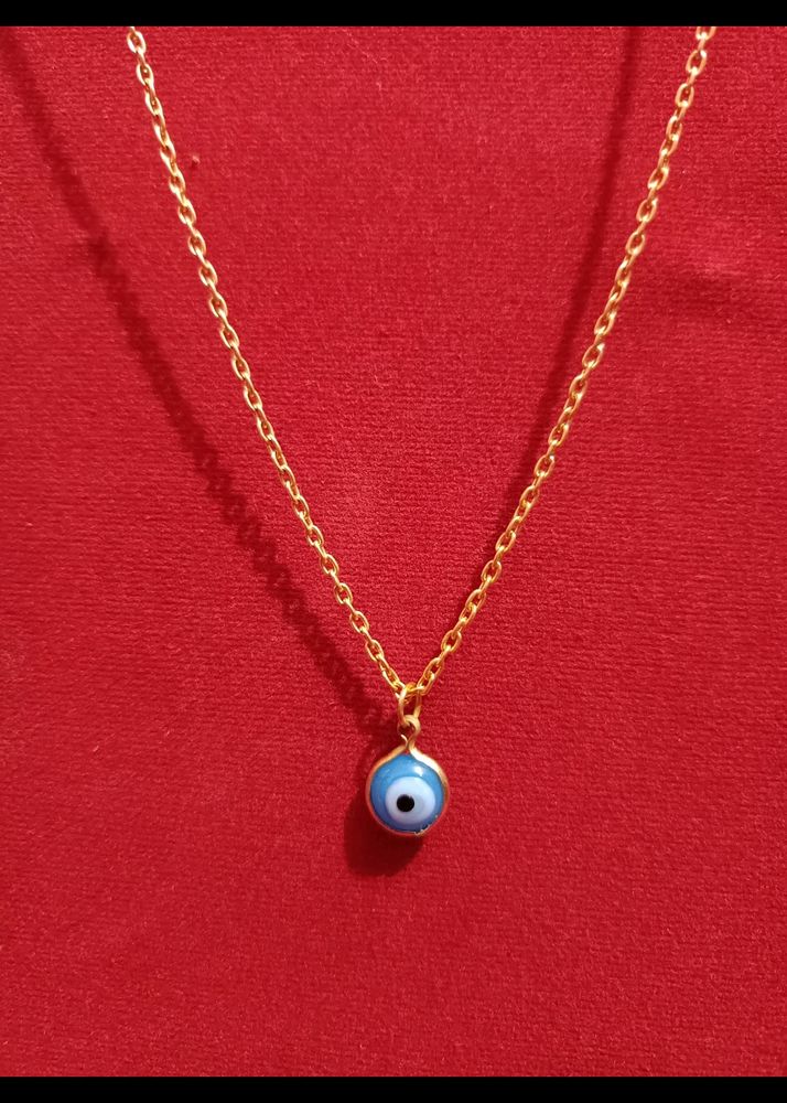 Evil Eye Gold Plated Locket With 24 Inch Chain