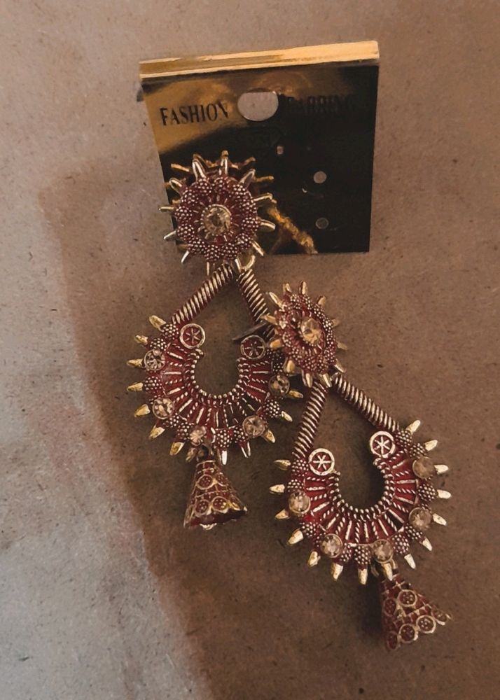 Traditional Earrings Maroon