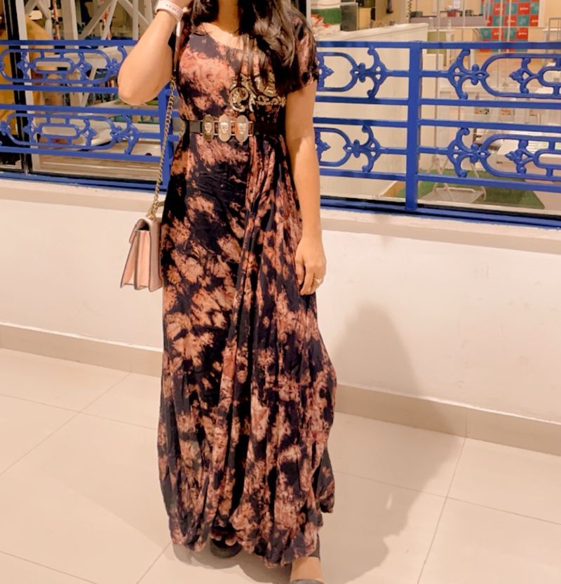 tie dye designer gown /indo western /ethnic