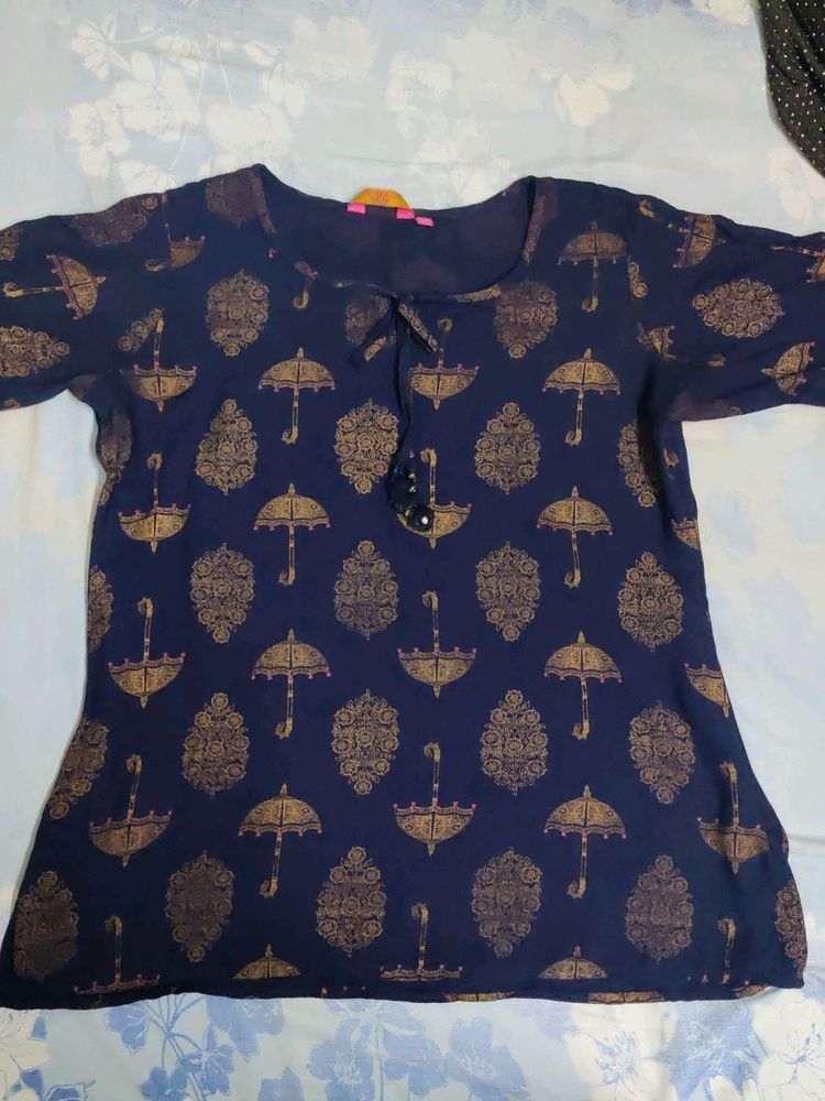 Short Navy Blue Kurti