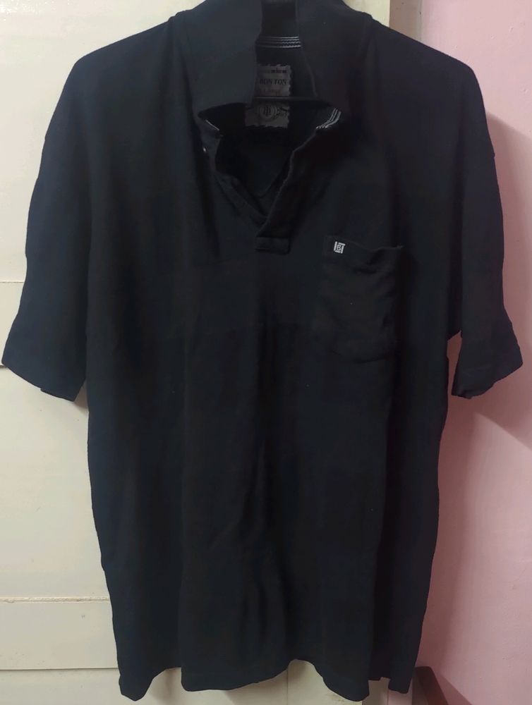 Black Cotton Polo Size XL 44 Regular Fit