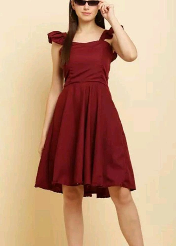 Maroon Colour Red Partywear Dress