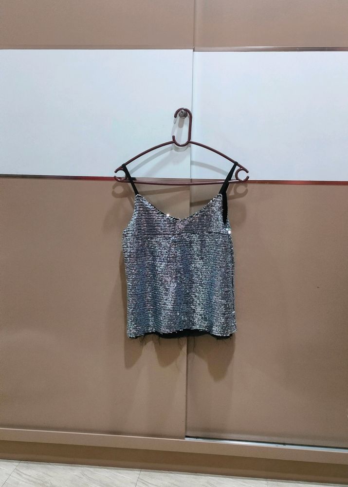 Shimmer Grey Party Wear Top