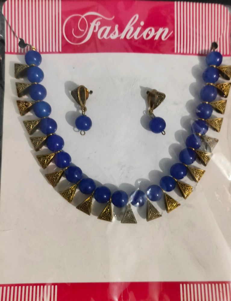 Blue Beads Necklace Set