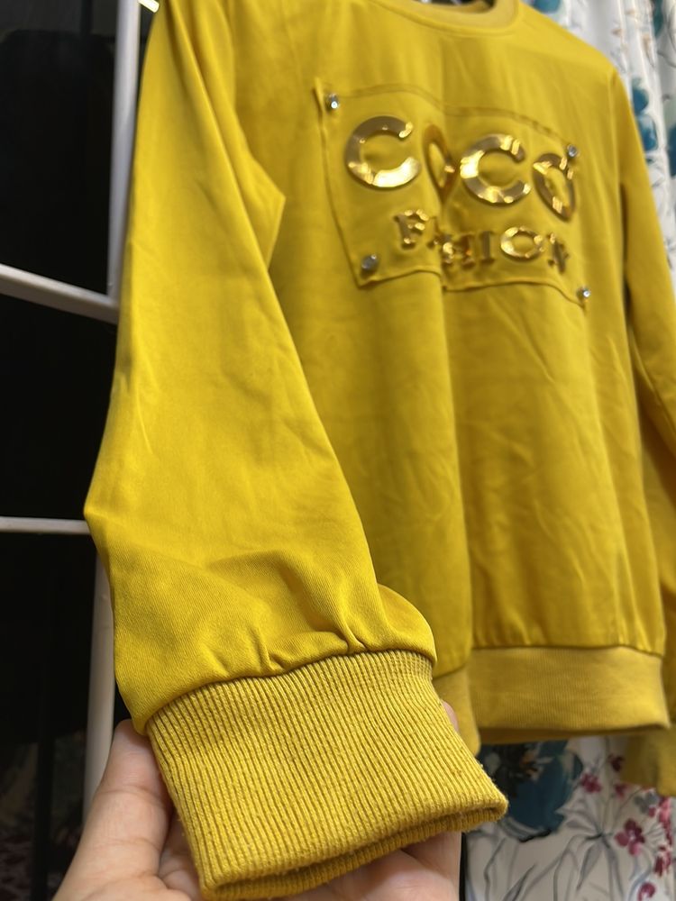 COCO fashion Yellow Tee Sweatshirt