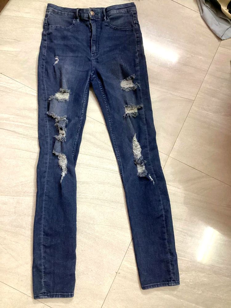 H&M denim ripped jeans