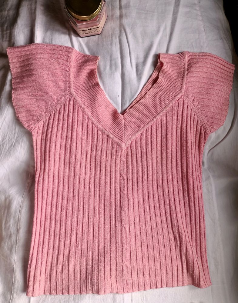 Pink V Neck Top