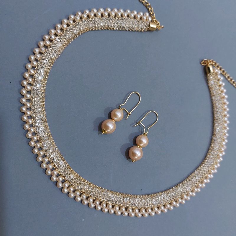 Pearl Crystal Choker Set