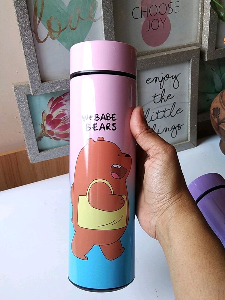 We Bare Bear LED Temperature Display Bottle