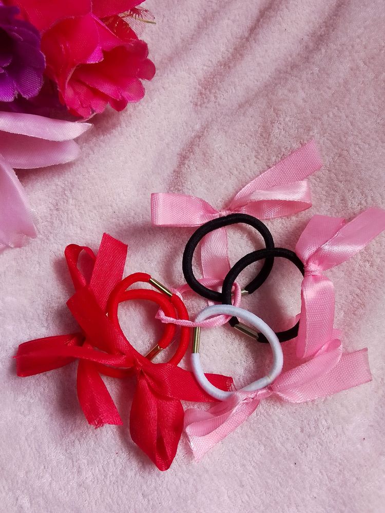 Pack Of 5 Coquette Bow Rubber Bands