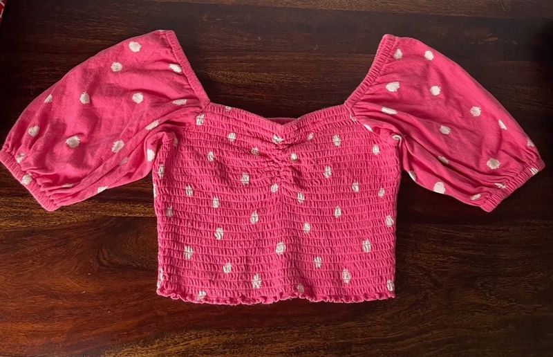 Pink Polka Dots Crop Top