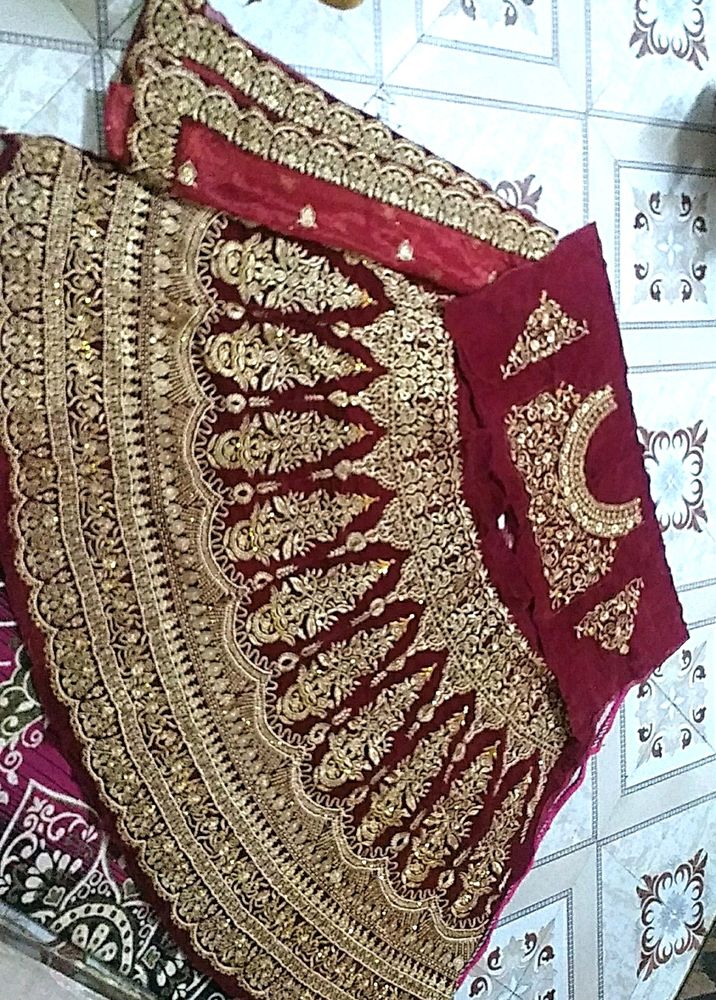 😍New Wedding Maroon Lehenga