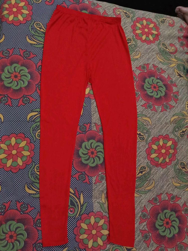 Women Plain Red Colour Stretchable Cotton Legging