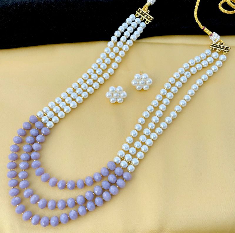 Triple Layer Pearl Mala With Tops