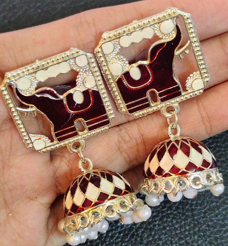 Maroon Red Jhumkas