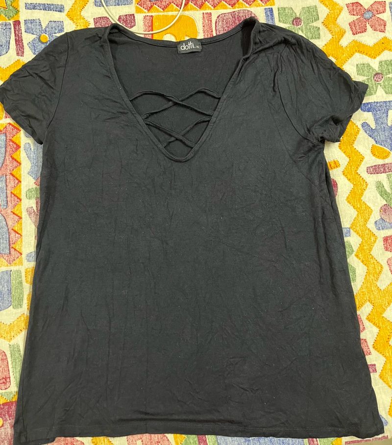 Black Crisscross Top