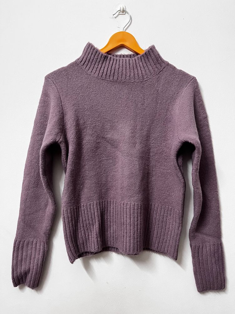 Purple High Neck Sweater