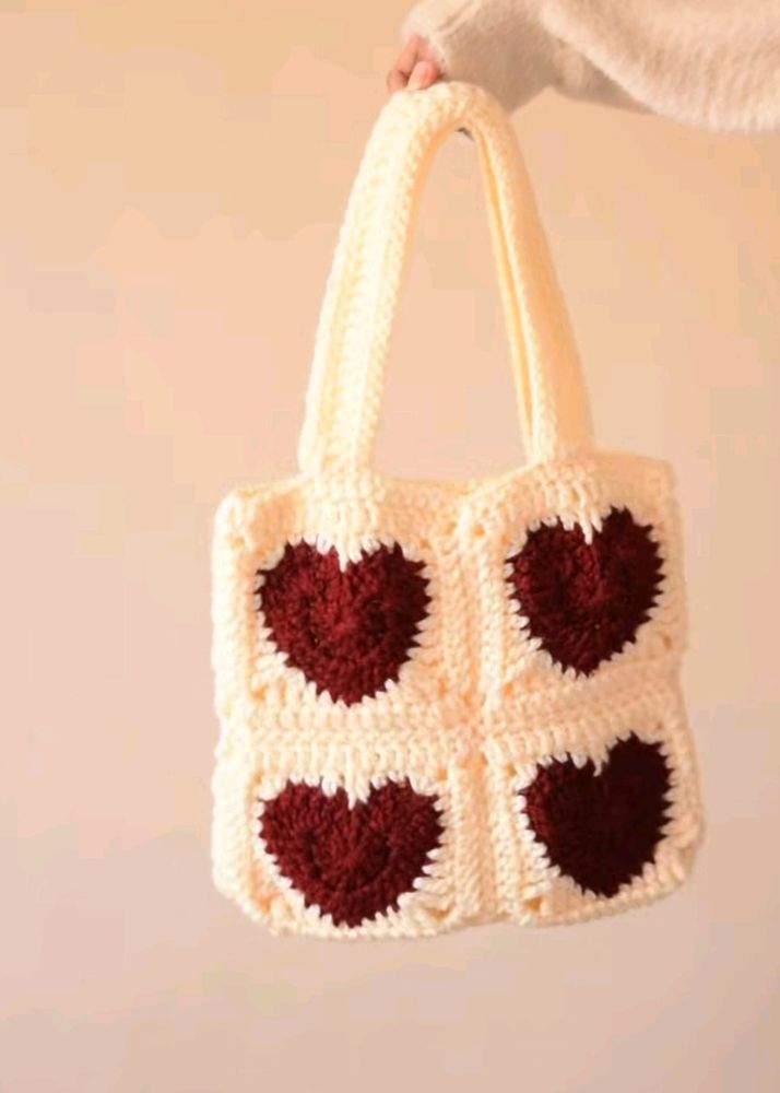 Crochet❤️🩷 Heart Shoulder Bag