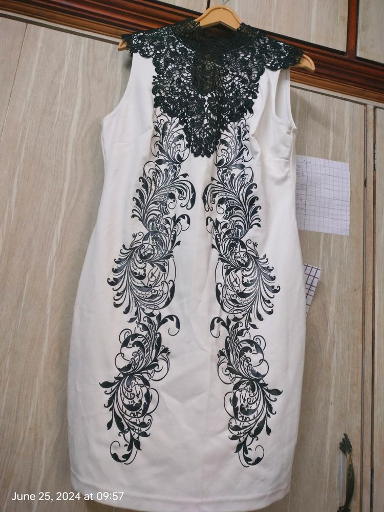 Beautiful Korean Dress With Lace Neck And Back