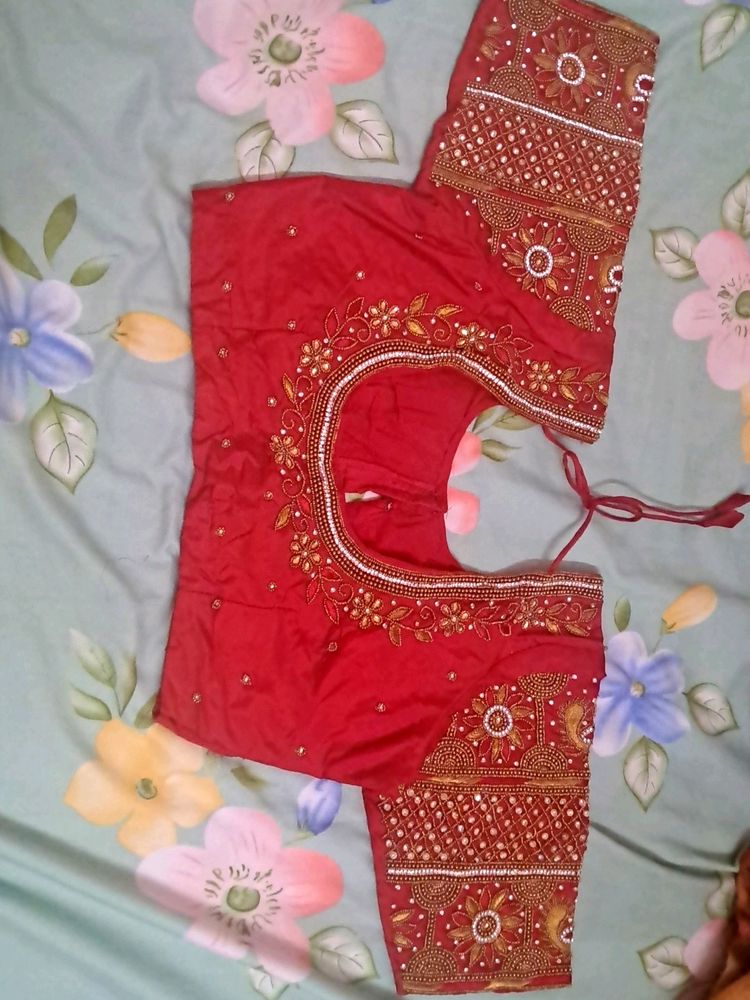 Beautiful Red Maggam Work Blouse