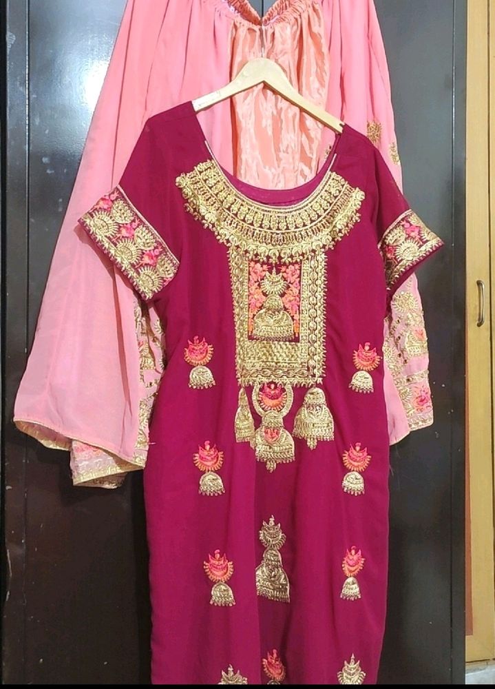 Rose Party Wear Plazo Suit With Dupatta 46 Bust