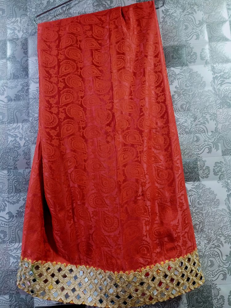 Radiant Red & Diamond Studded Cotton Saree😍