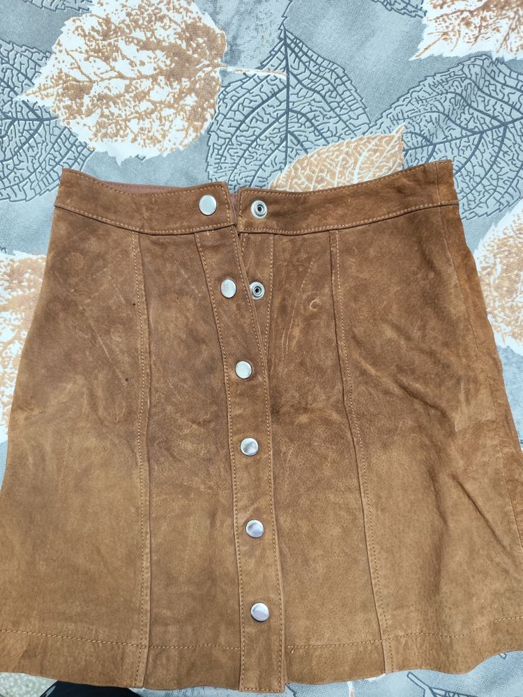 Brown Leather Mini Skirt