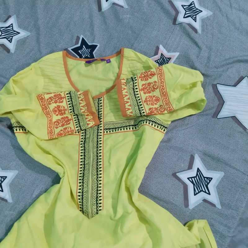 Rangriti Lime Yellow Kurti