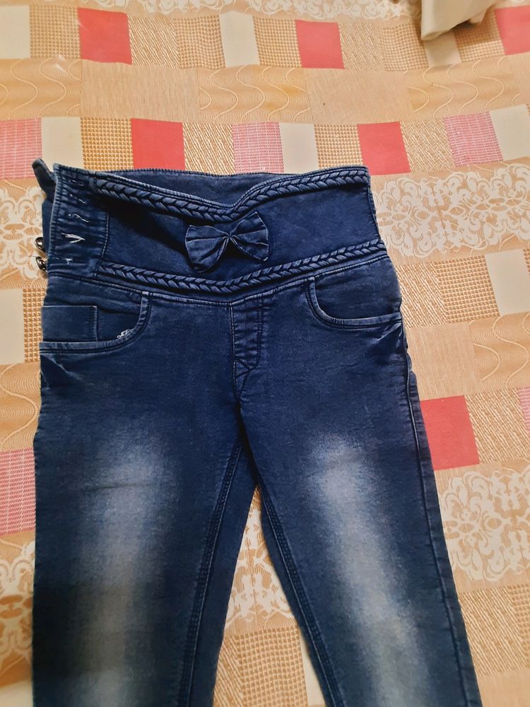 Navy Blue High Waist Jeans For Women