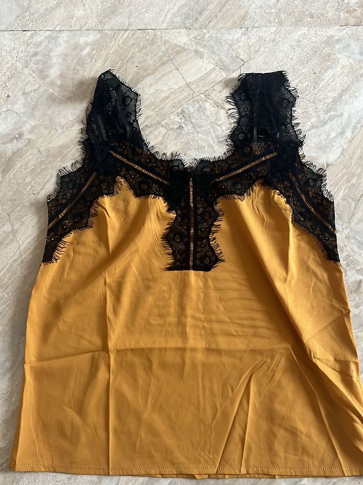 Mustard Lace Top