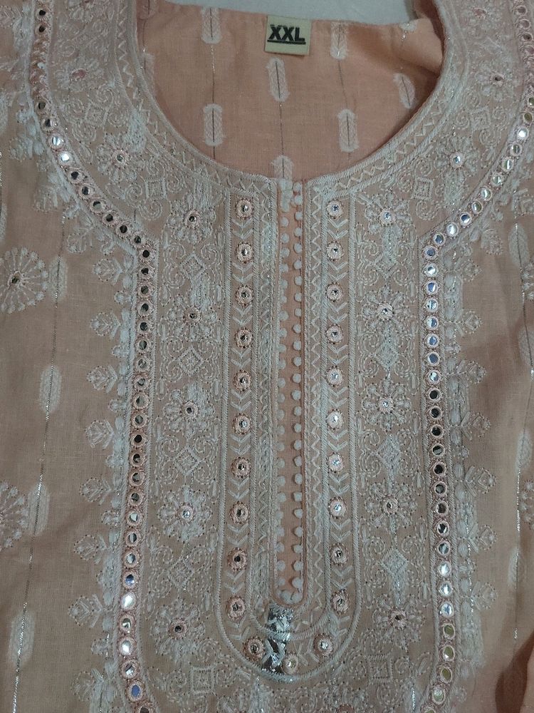 Peach Colour Suit With Chiffon Dupatta