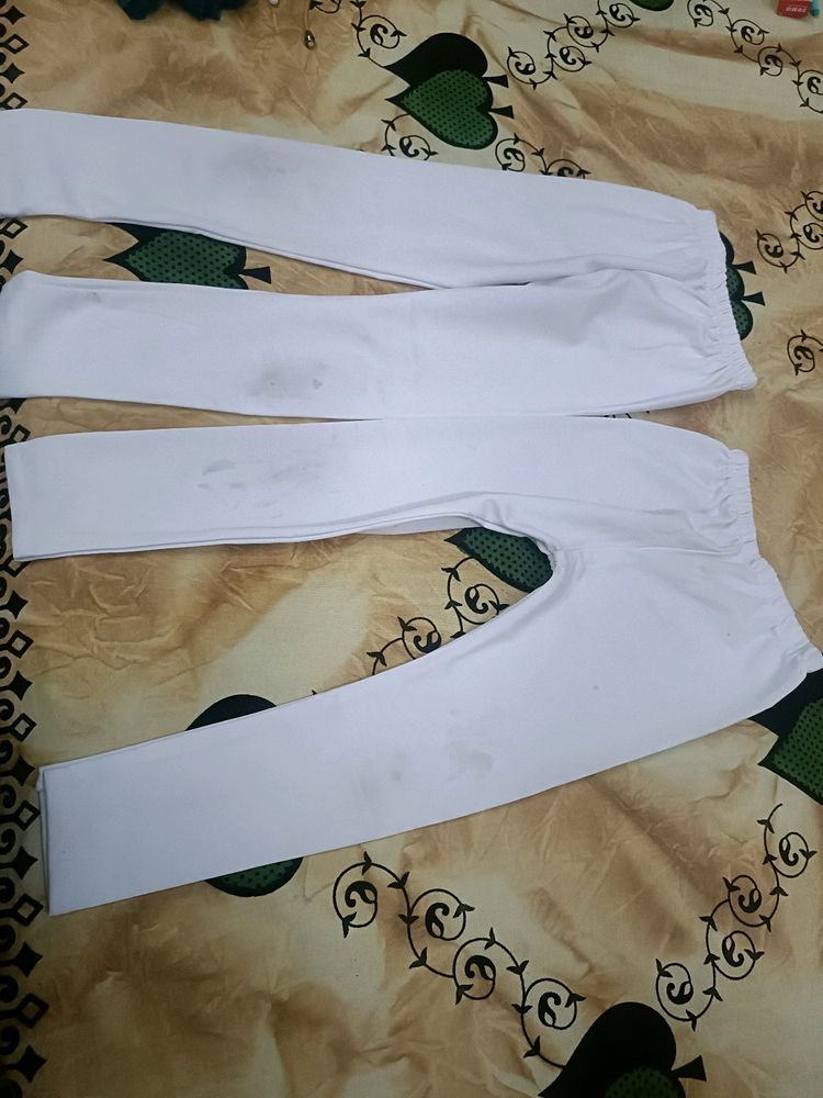 Combo Of White Plain Leggings For 4-6 Years Girl