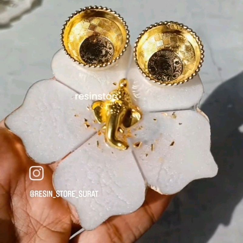 Resin Flower Pooja Thali Pack Of 2