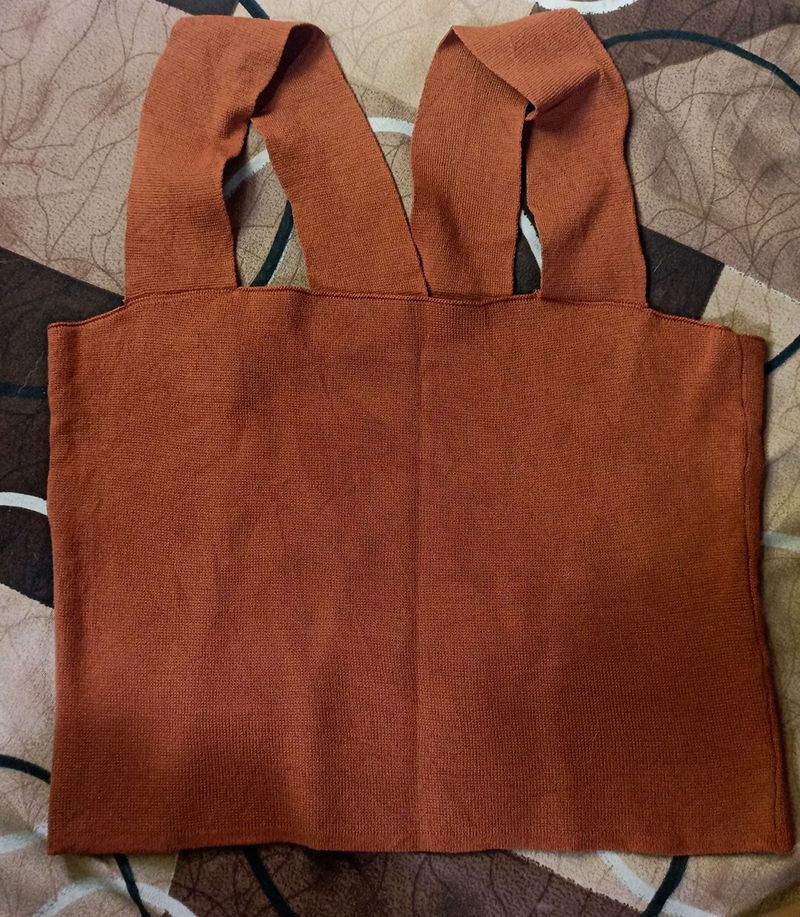 Brown Cute Crop Top. Fits Size Small To Medium