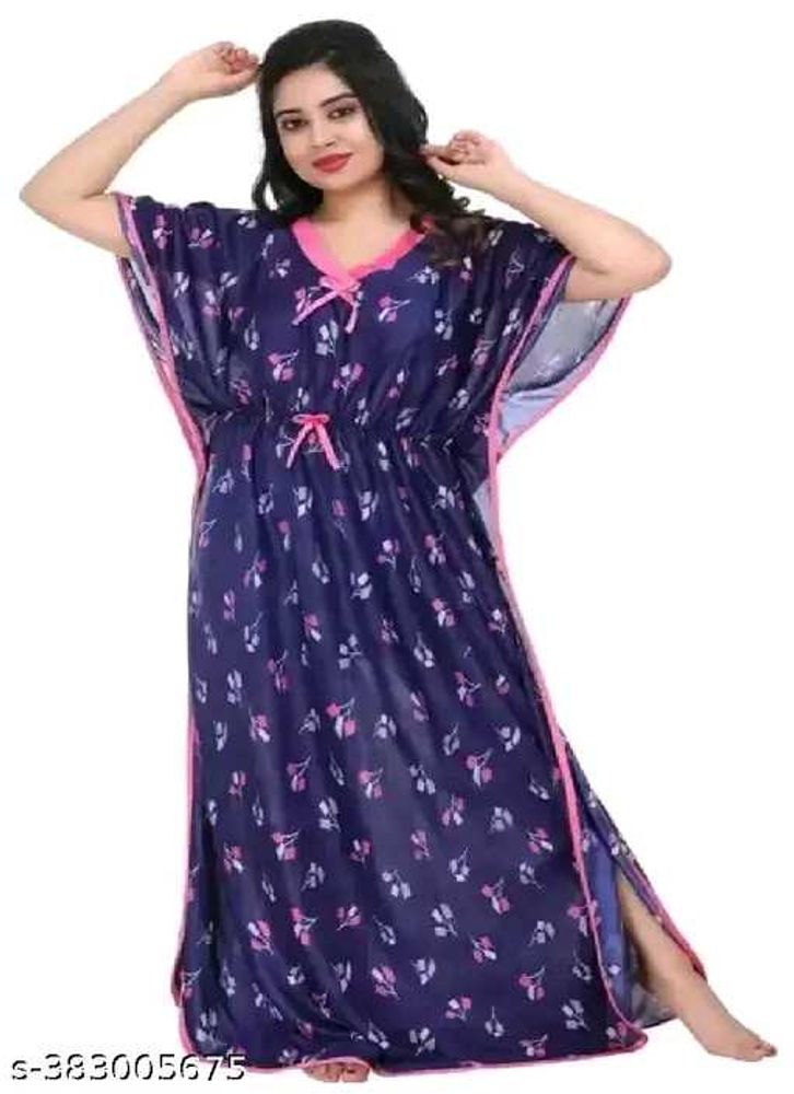 Printed Nightwear Fancy Satin silky stylish Printe