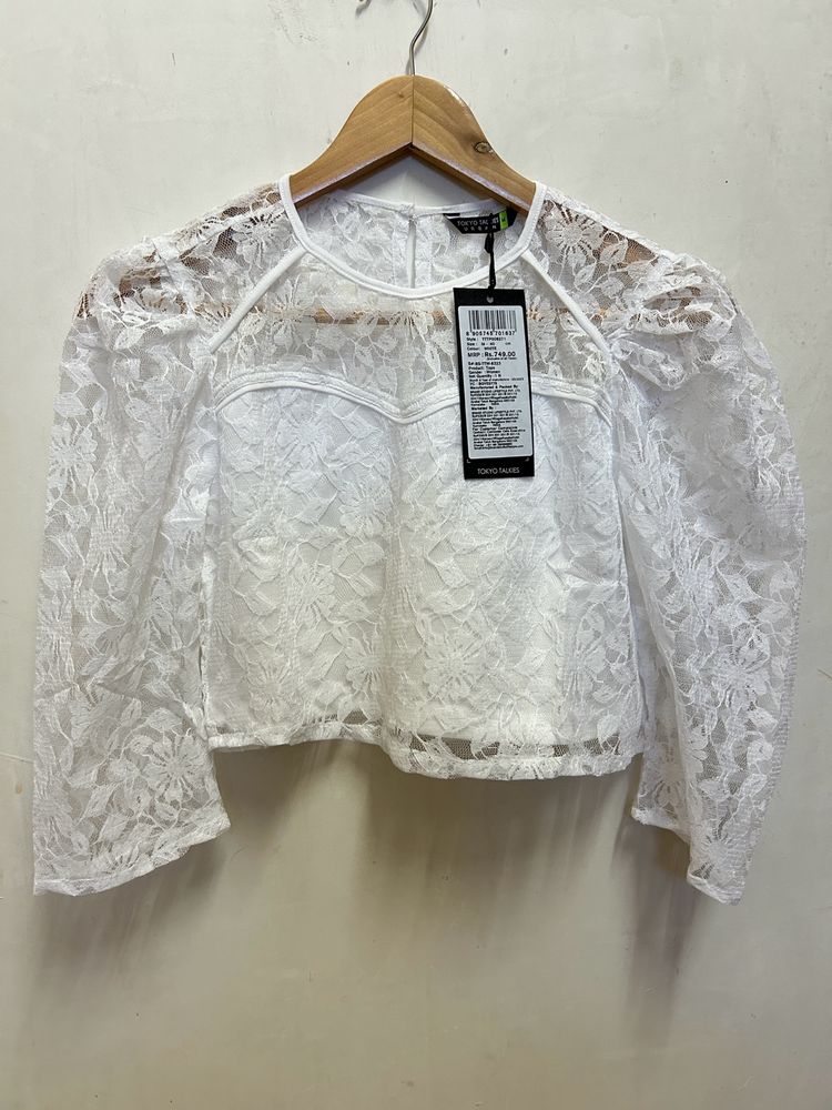 White Puff Sleeve Chic Top For Women