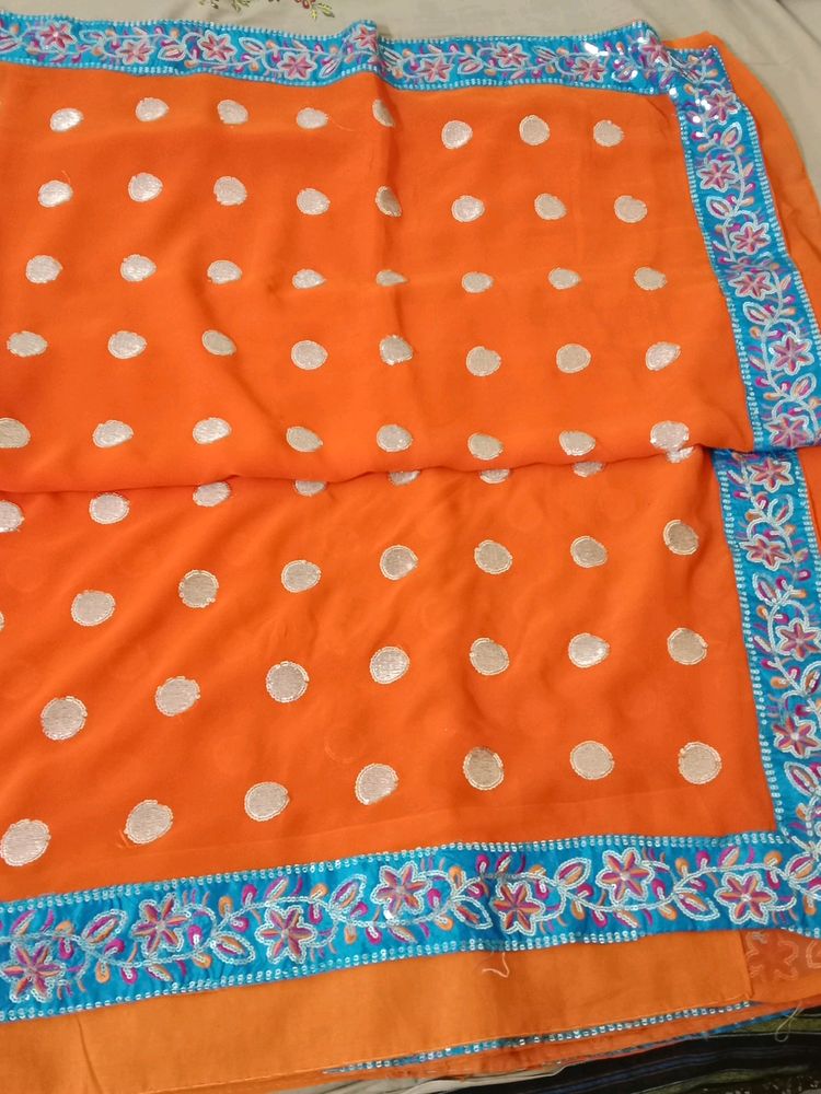 Women Saree Orange Colour