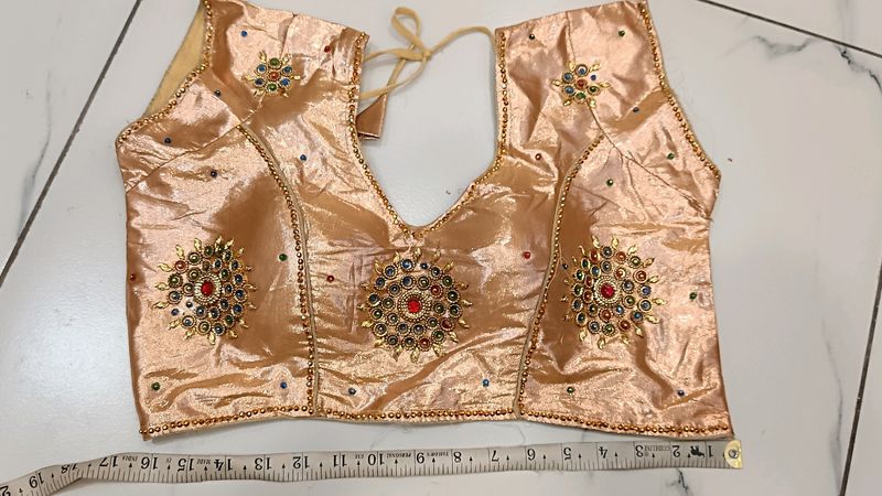 fancy golden blouse with stone work