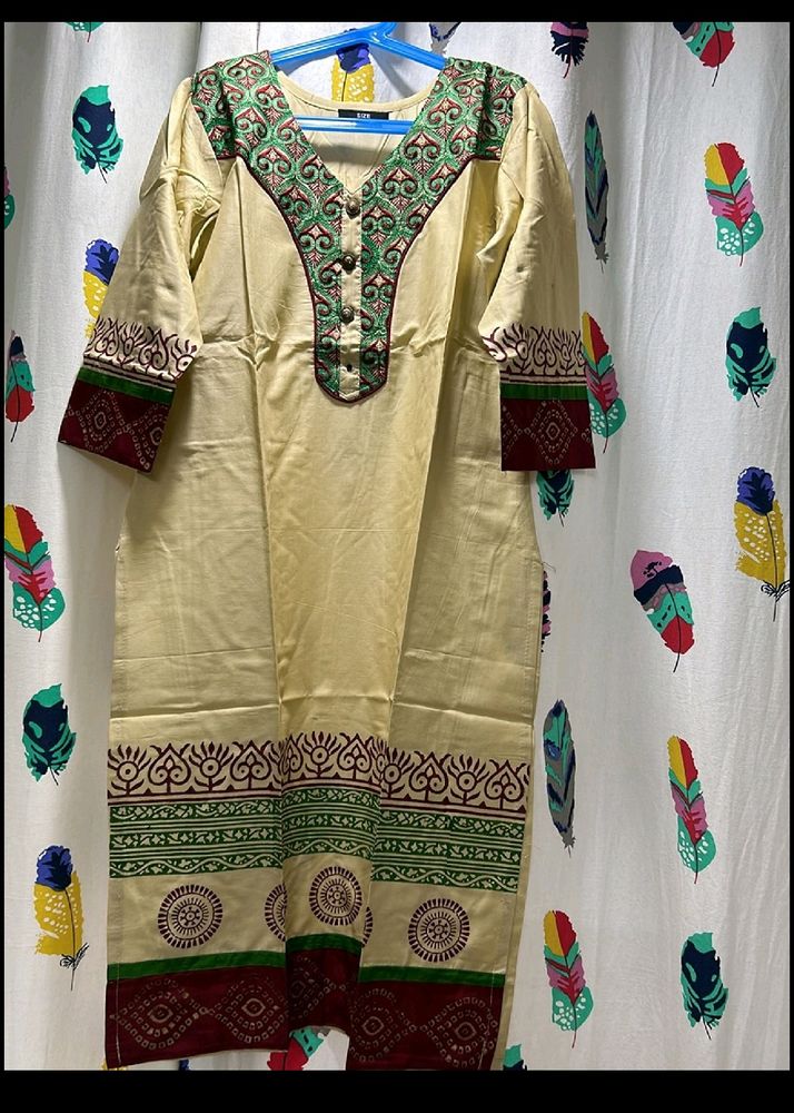 New Kurti With Neck Embroidery Work