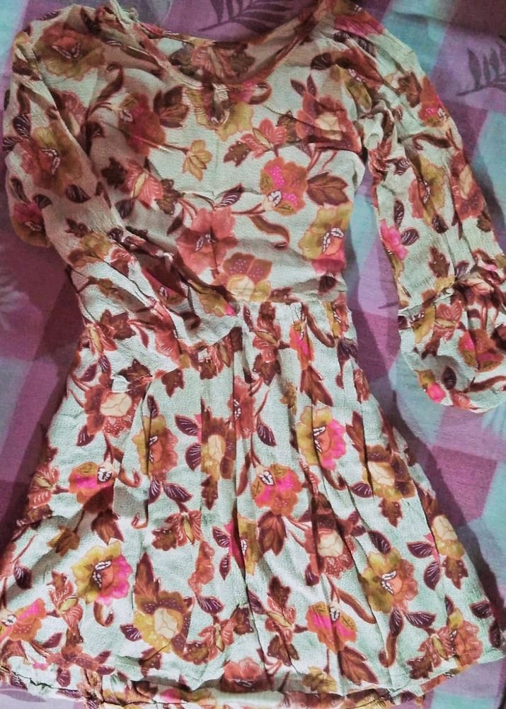 Flower Printed Indo Western Dress