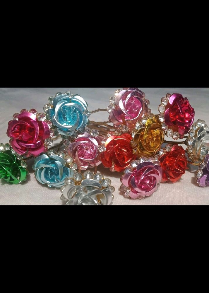 14 🌹 Rose Design Hair Pins.....multi Colour