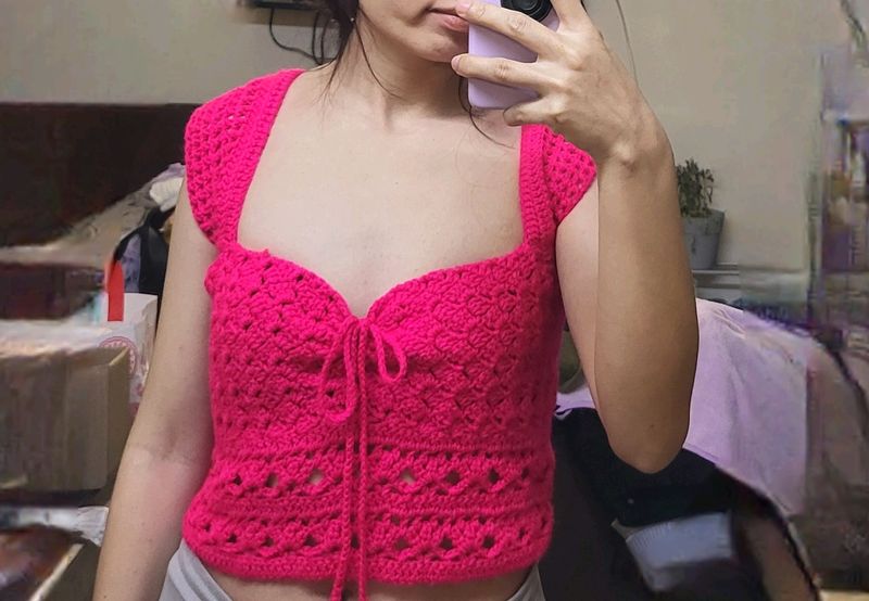 Front Tie Crochet Top