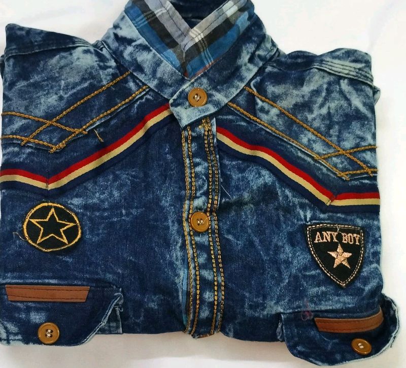 Denim Shirt fancy style/Rhinestone/Unique attract