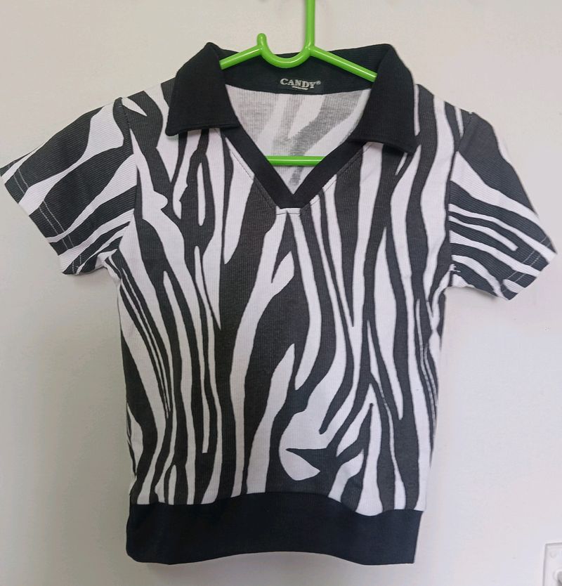 Crop Top With Zebra Printing