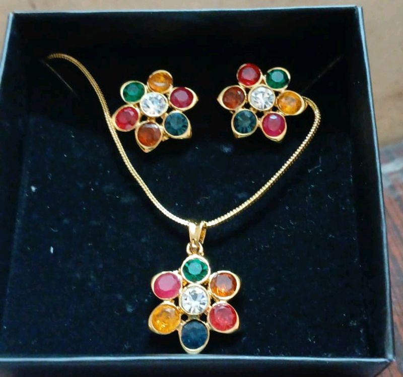 Avon Brand New Rainbow Pendant Set 24k Gold Plated