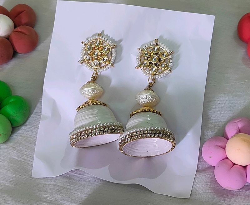 Kundan Quilling Paper Earrings 🤍