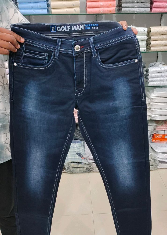 Man Slim Fit Dark Blue Jeans