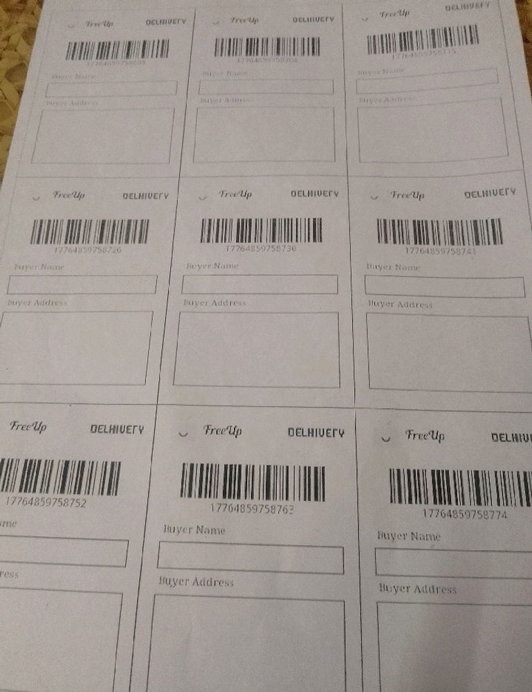 20 Shipping labels