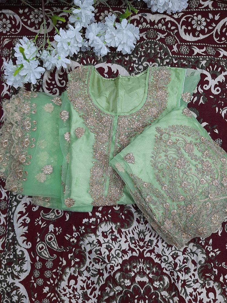 Green Colour Sharara Suit With Dupatta😍