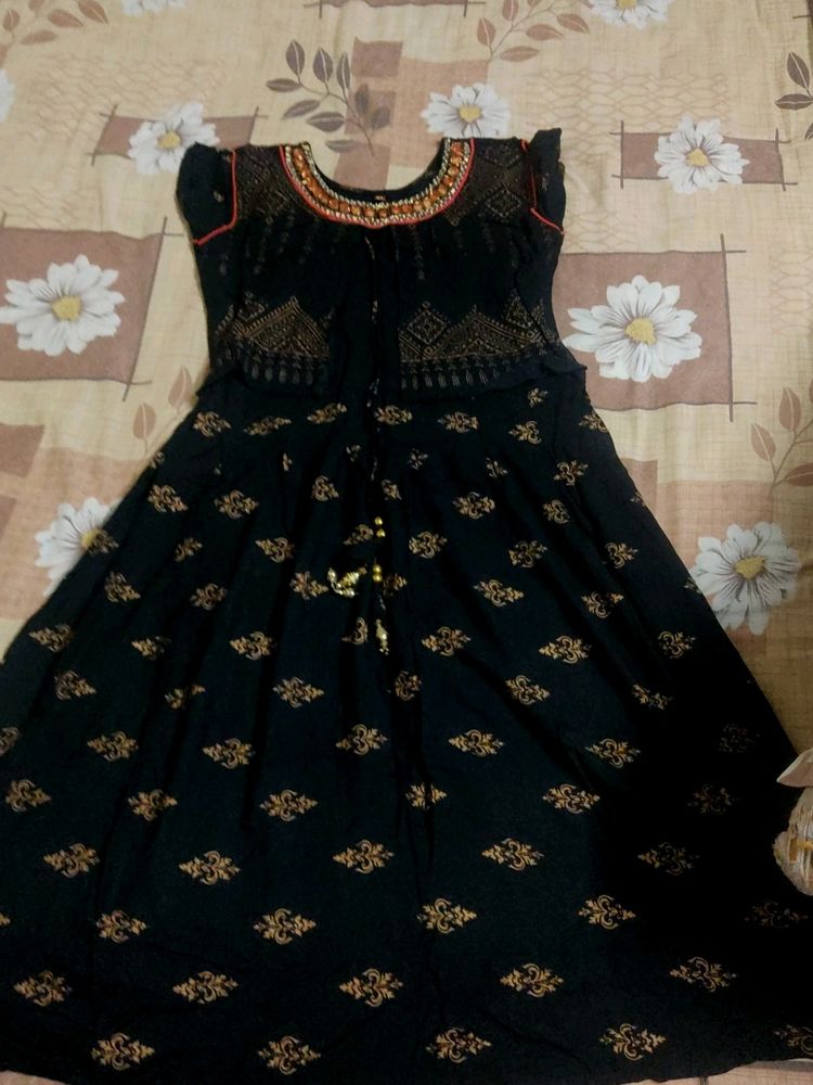 Black Beautiful Mirror Work Frock